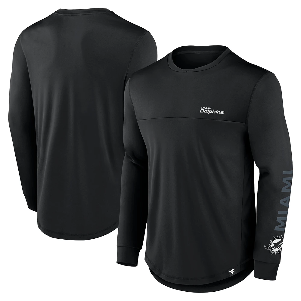 Men's Fanatics Black Miami Dolphins Blackout Long Sleeve T-Shirt