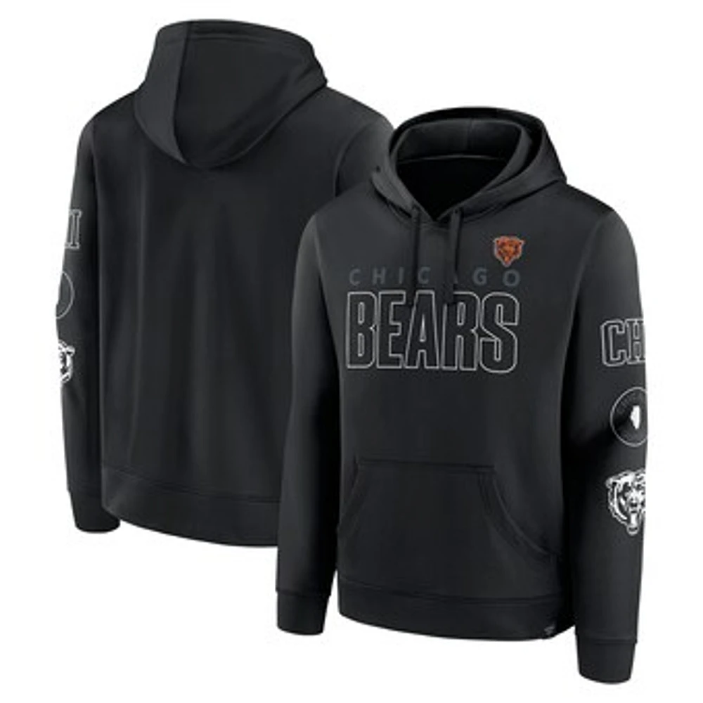 Men's Fanatics Black Chicago Bears Blackout Pullover Hoodie