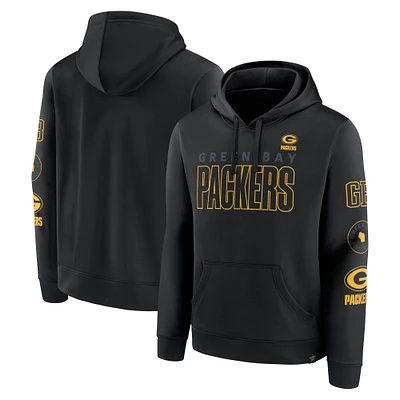 Men's Fanatics Black Green Bay Packers Blackout Pullover Hoodie