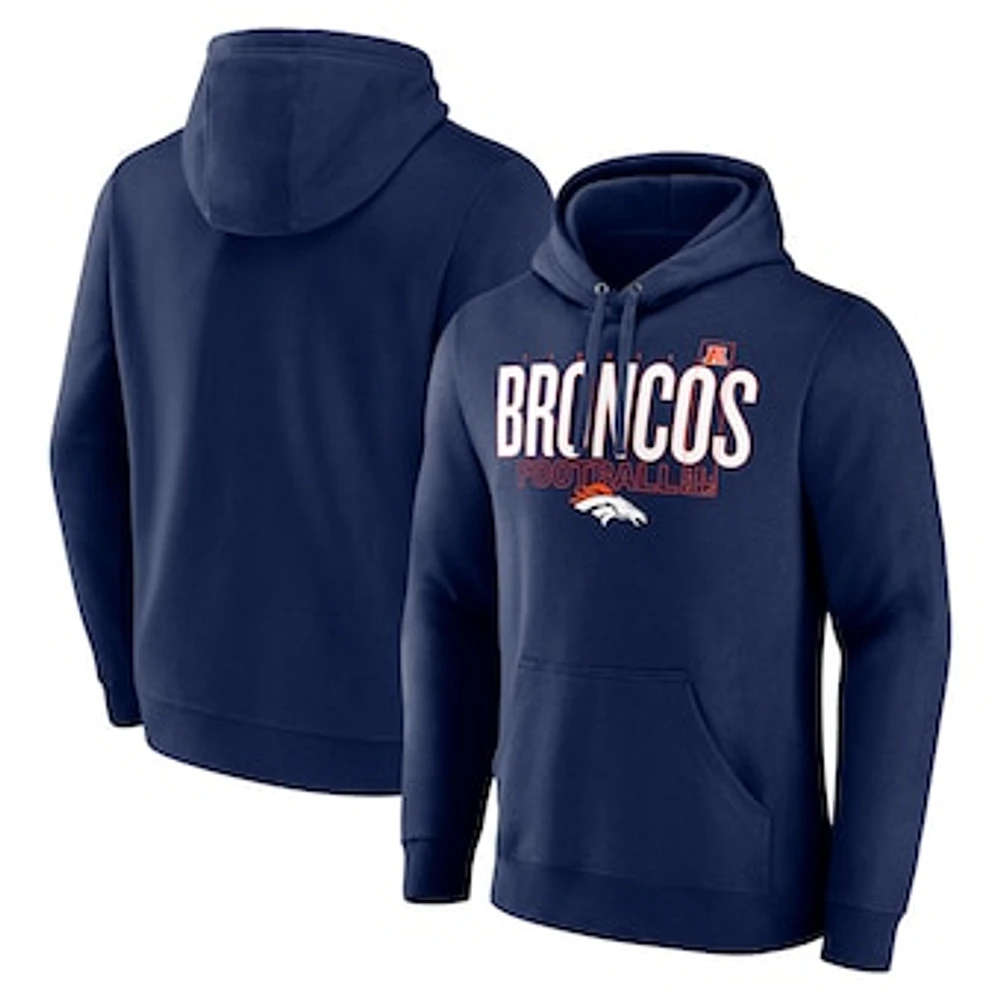 Men's Fanatics Navy Denver Broncos Pylon Outline Pullover Hoodie