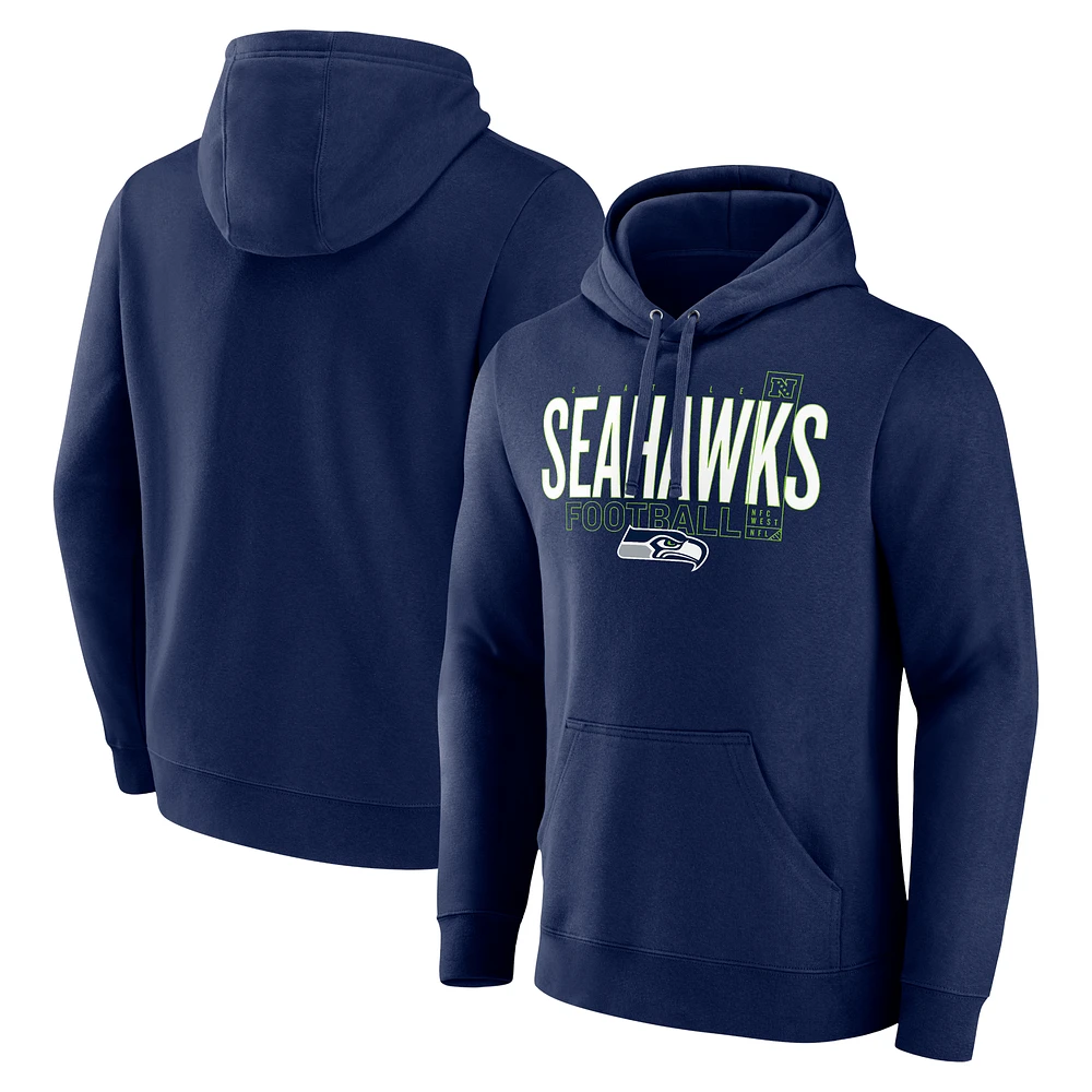 Men's Fanatics College Navy Seattle Seahawks Pylon Outline Pullover Hoodie