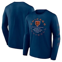 Men's Fanatics Navy Chicago Bears Stat Sheet Long Sleeve T-Shirt