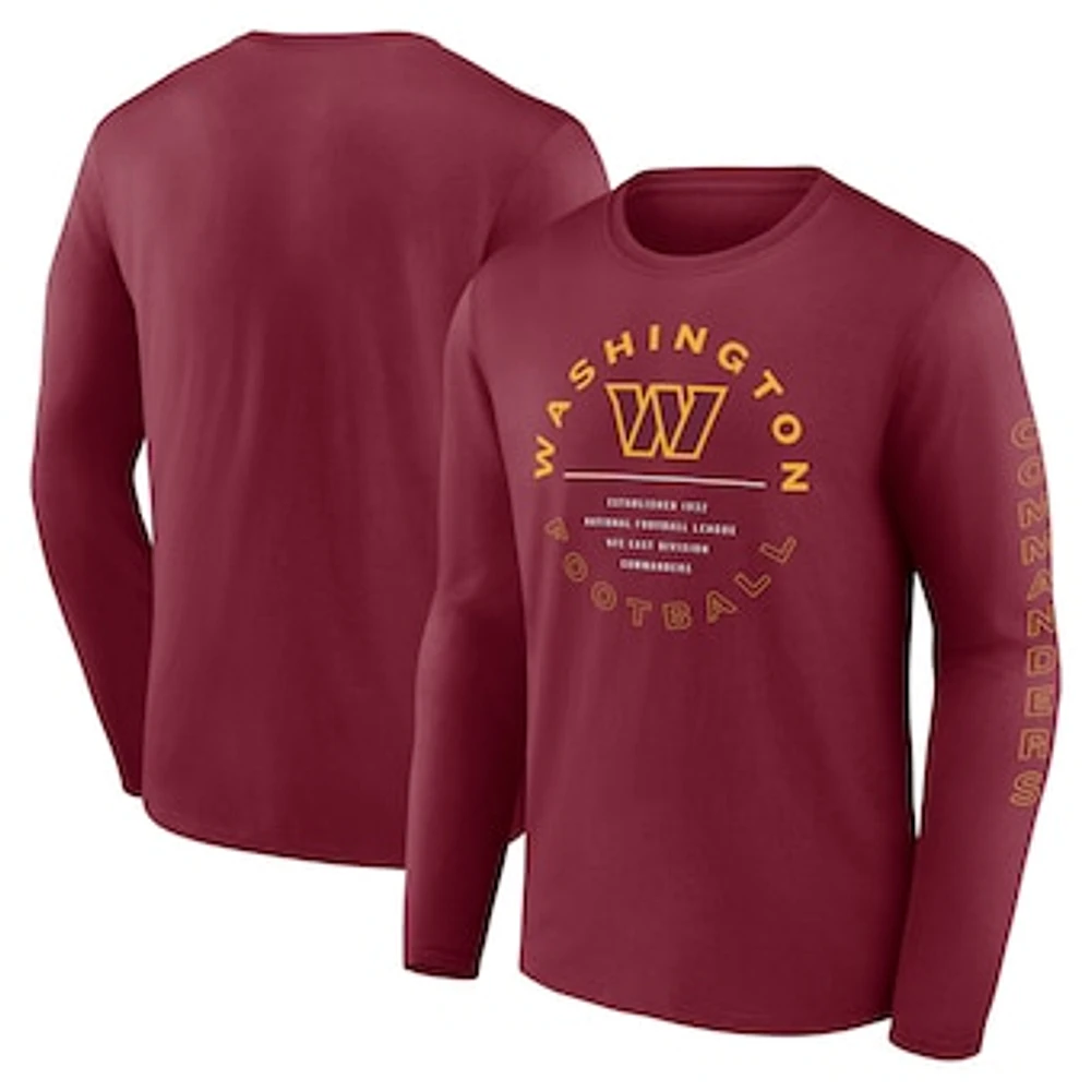 Men's Fanatics Burgundy Washington Commanders Stat Sheet Long Sleeve T-Shirt