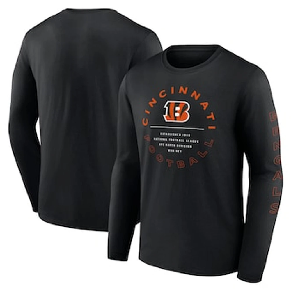 Men's Fanatics Black Cincinnati Bengals Stat Sheet Long Sleeve T-Shirt