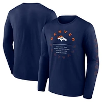 Men's Fanatics Navy Denver Broncos Stat Sheet Long Sleeve T-Shirt