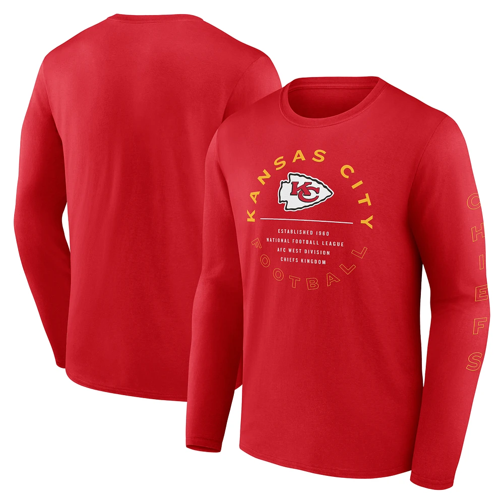 Men's Fanatics Red Kansas City Chiefs Stat Sheet Long Sleeve T-Shirt