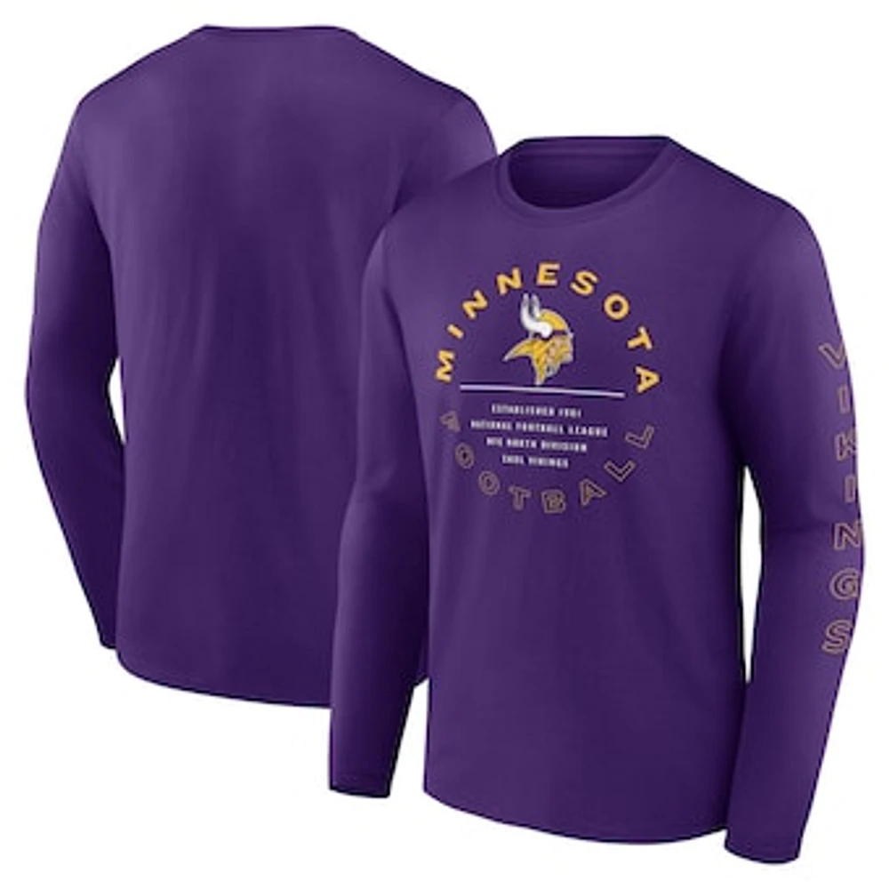 Men's Fanatics Purple Minnesota Vikings Stat Sheet Long Sleeve T-Shirt