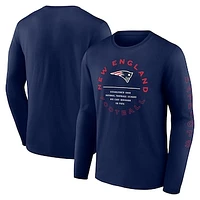 Men's Fanatics Navy New England Patriots Stat Sheet Long Sleeve T-Shirt