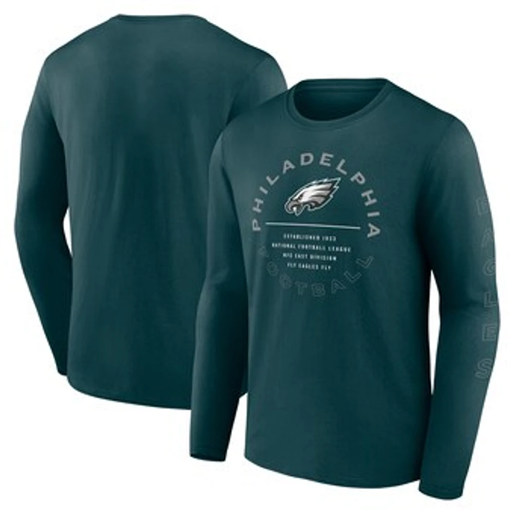 Men's Fanatics Midnight Green Philadelphia Eagles Stat Sheet Long Sleeve T-Shirt