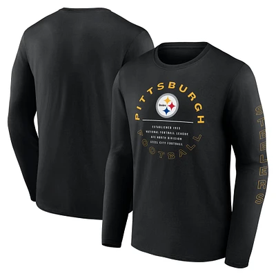 Men's Fanatics Black Pittsburgh Steelers Stat Sheet Long Sleeve T-Shirt