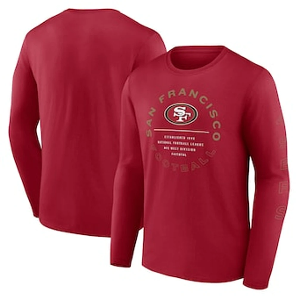 Men's Fanatics Scarlet San Francisco 49ers Stat Sheet Long Sleeve T-Shirt