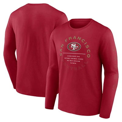 Men's Fanatics Scarlet San Francisco 49ers Stat Sheet Long Sleeve T-Shirt