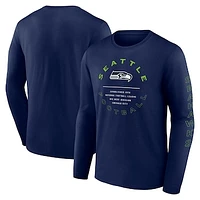 Men's Fanatics College Navy Seattle Seahawks Stat Sheet Long Sleeve T-Shirt