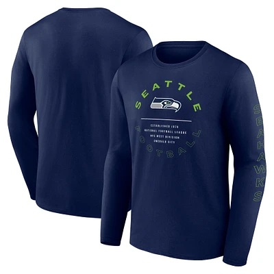 Men's Fanatics College Navy Seattle Seahawks Stat Sheet Long Sleeve T-Shirt