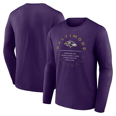 Men's Fanatics Purple Baltimore Ravens Stat Sheet Long Sleeve T-Shirt