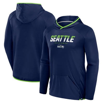 Men's Fanatics College Navy Seattle Seahawks Transitional Defender Hoodie Long Sleeve T-Shirt