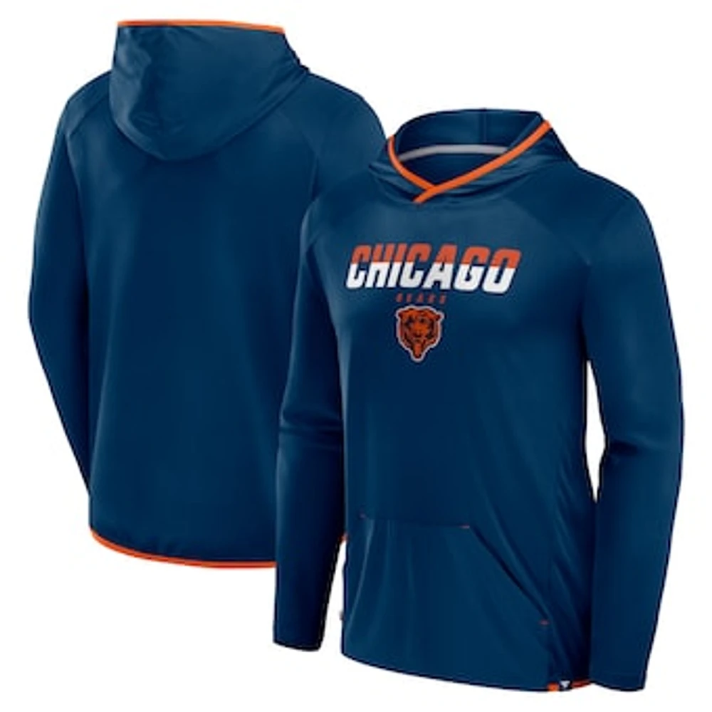 Men's Fanatics Navy Chicago Bears Transitional Defender Hoodie Long Sleeve T-Shirt