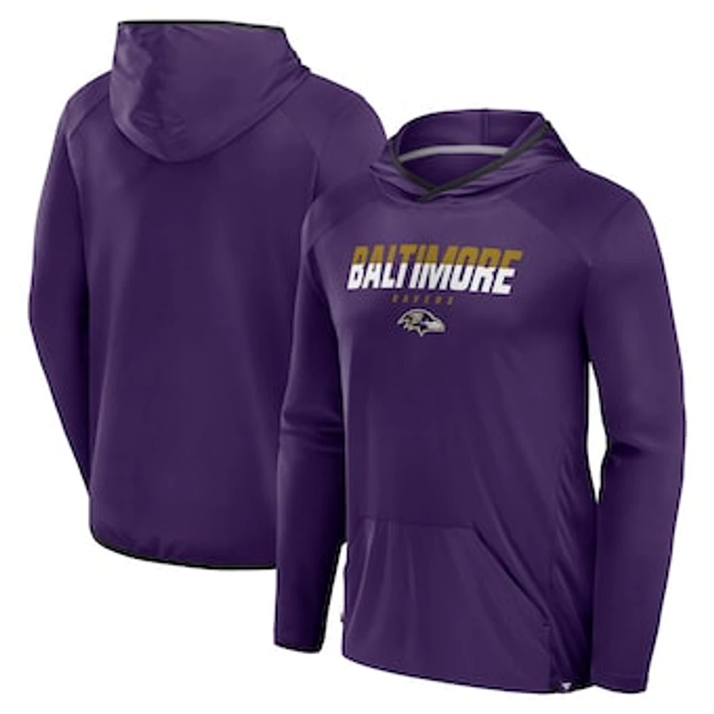 Men's Fanatics Purple Baltimore Ravens Transitional Defender Hoodie Long Sleeve T-Shirt