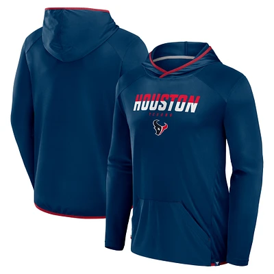 Men's Fanatics Navy Houston Texans Transitional Defender Hoodie Long Sleeve T-Shirt