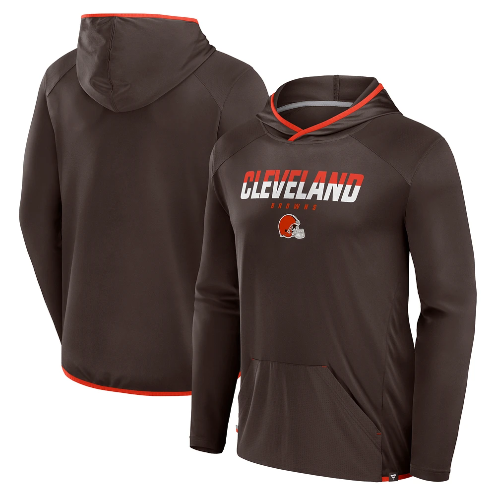 Men's Fanatics Brown Cleveland Browns Transitional Defender Hoodie Long Sleeve T-Shirt