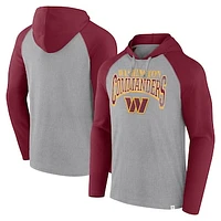 Men's Fanatics Gray/Burgundy Washington Commanders Under Center Long Sleeve Hoodie T-Shirt