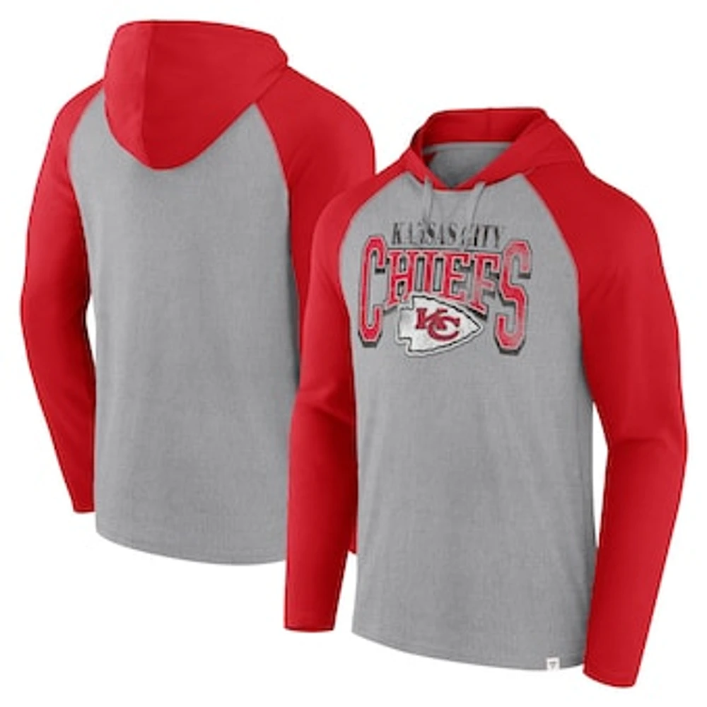 Men's Fanatics Gray/Red Kansas City Chiefs Under Center Long Sleeve Hoodie T-Shirt