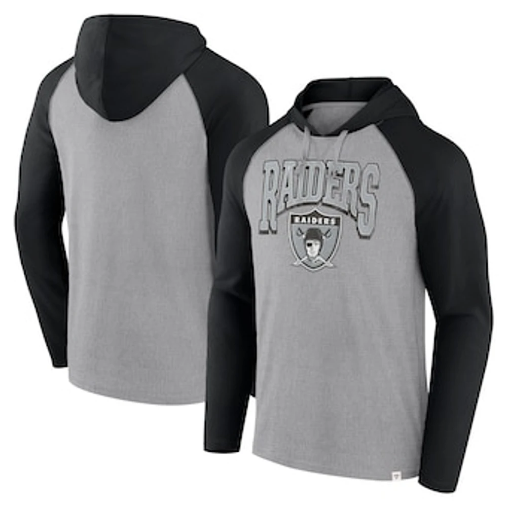 Men's Fanatics Gray/Black Las Vegas Raiders Under Center Long Sleeve Hoodie T-Shirt