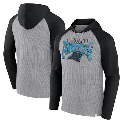 Men's Fanatics Gray/Black Carolina Panthers Under Center Long Sleeve Hoodie T-Shirt