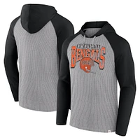 Men's Fanatics Gray/Black Cincinnati Bengals Under Center Long Sleeve Hoodie T-Shirt