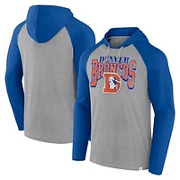 Men's Fanatics Gray/Royal Denver Broncos Under Center Long Sleeve Hoodie T-Shirt