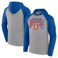 Men's Fanatics Gray/Royal Denver Broncos Under Center Long Sleeve Hoodie T-Shirt