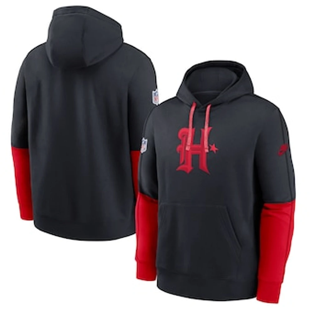 Men's Nike Navy Houston Texans  Alternate Logo Club Tri-Blend Pullover Hoodie