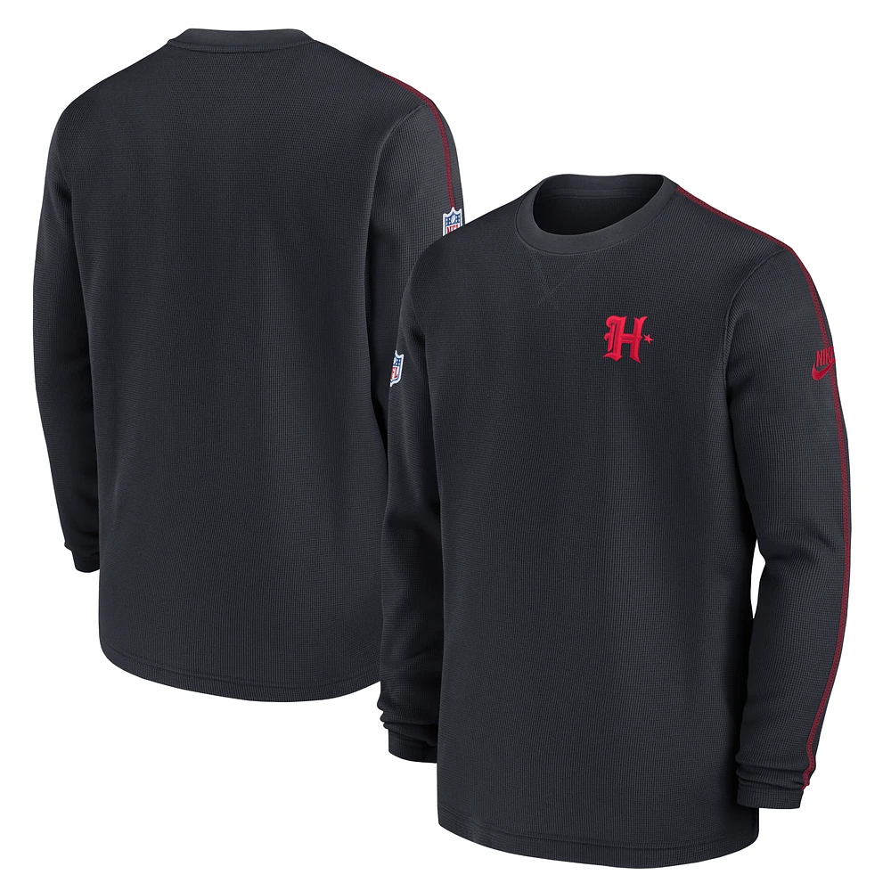 Men's Nike Navy Houston Texans Alternate Logo Coach Long Sleeve Top