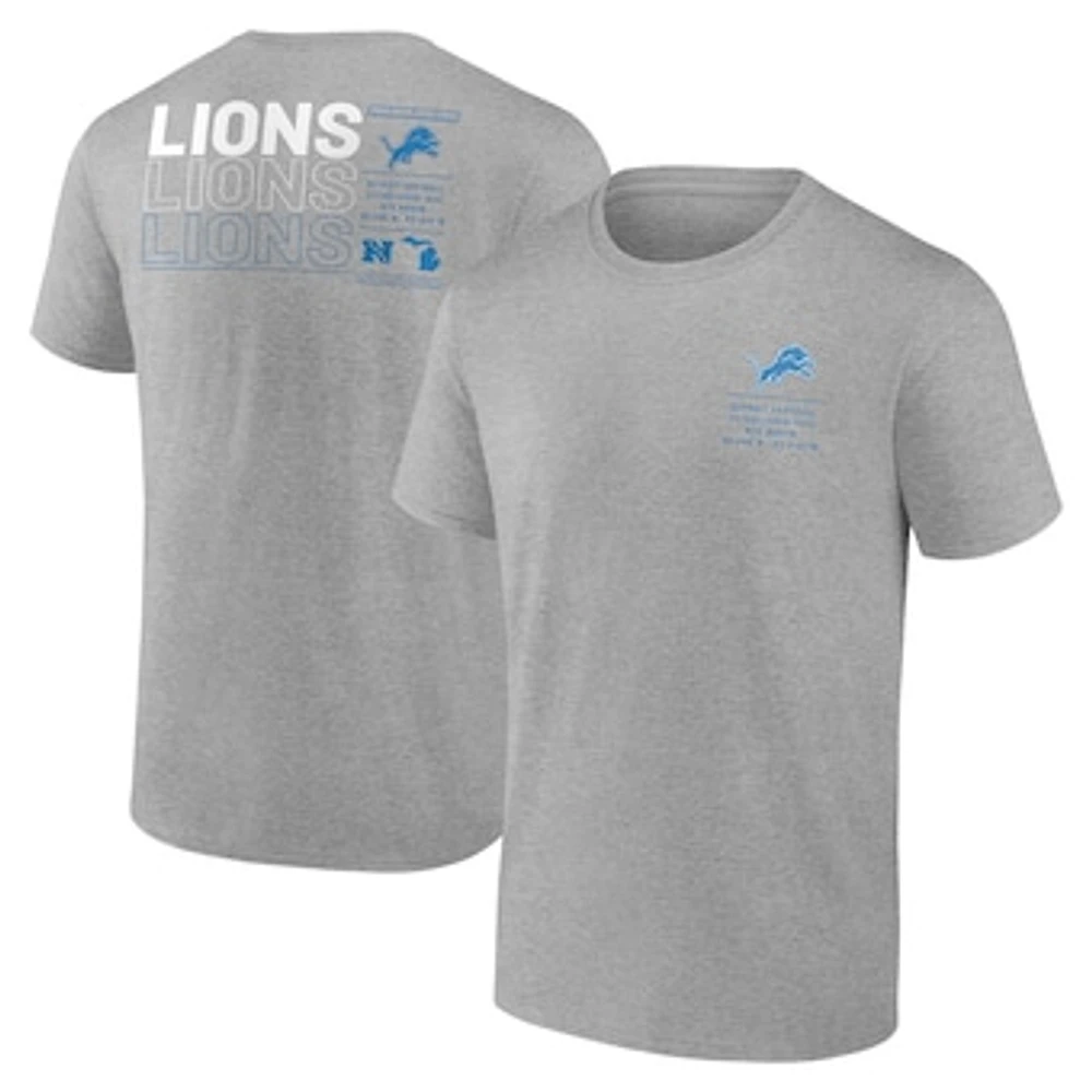 Men's Fanatics Heather Gray Detroit Lions Repeat Stats T-Shirt