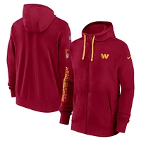 Men's Nike Burgundy Washington Commanders 2024 Sideline Club Full-Zip Hoodie