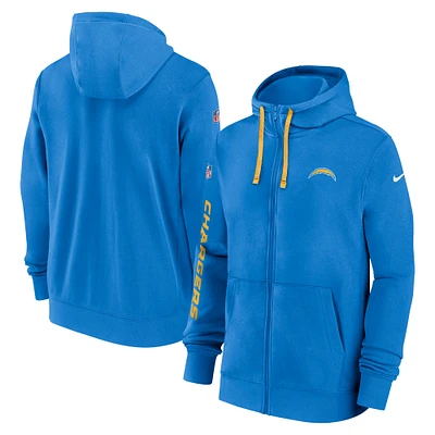 Men's Nike Powder Blue Los Angeles Chargers 2024 Sideline Club Full-Zip Hoodie