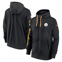 Men's Nike Black Pittsburgh Steelers 2024 Sideline Club Full-Zip Hoodie