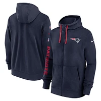 Men's Nike Navy New England Patriots 2024 Sideline Club Full-Zip Hoodie