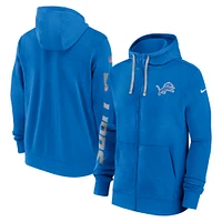 Men's Nike Blue Detroit Lions 2024 Sideline Club Full-Zip Hoodie