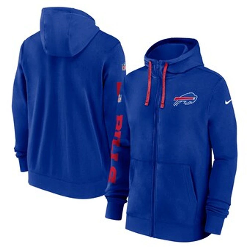 Men's Nike Royal Buffalo Bills 2024 Sideline Club Full-Zip Hoodie