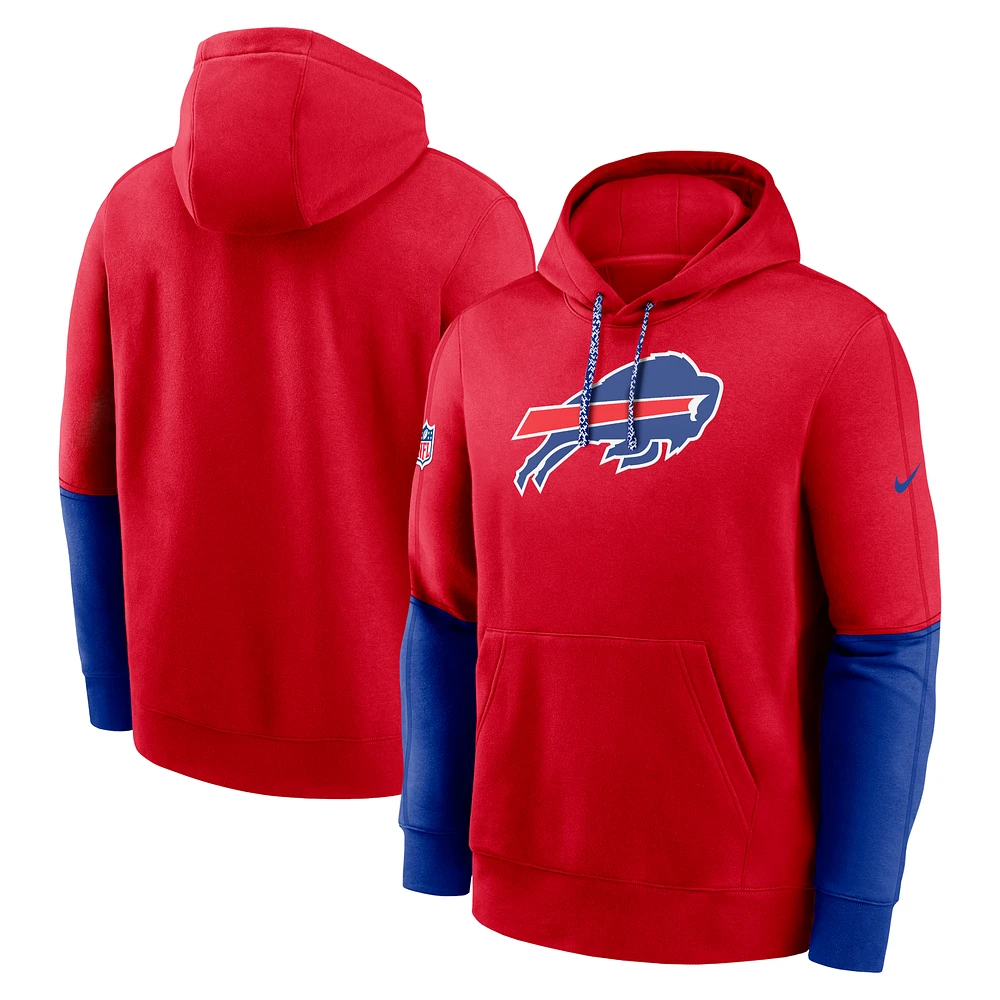 Men's Nike Red Buffalo Bills 2024 Sideline Club Pullover Hoodie