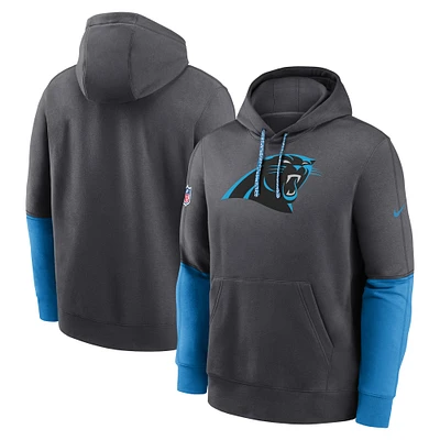 Men's Nike Anthracite Carolina Panthers 2024 Sideline Club Pullover Hoodie