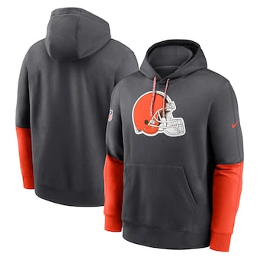 Men's Nike Anthracite Cleveland Browns 2024 Sideline Club Pullover Hoodie