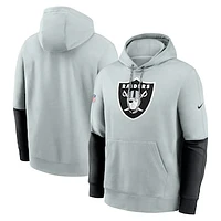 Men's Nike Silver Las Vegas Raiders 2024 Sideline Club Pullover Hoodie