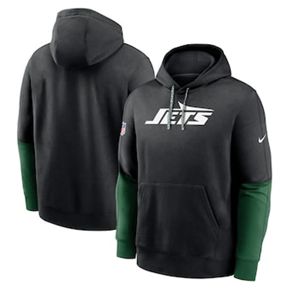 Men's Nike Black New York Jets 2024 Sideline Club Pullover Hoodie