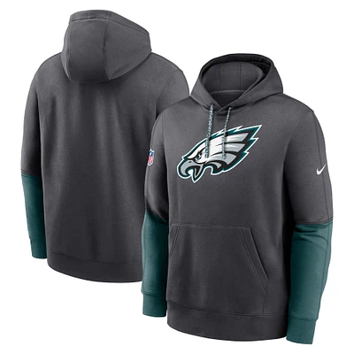 Men's Nike Anthracite Philadelphia Eagles 2024 Sideline Club Pullover Hoodie