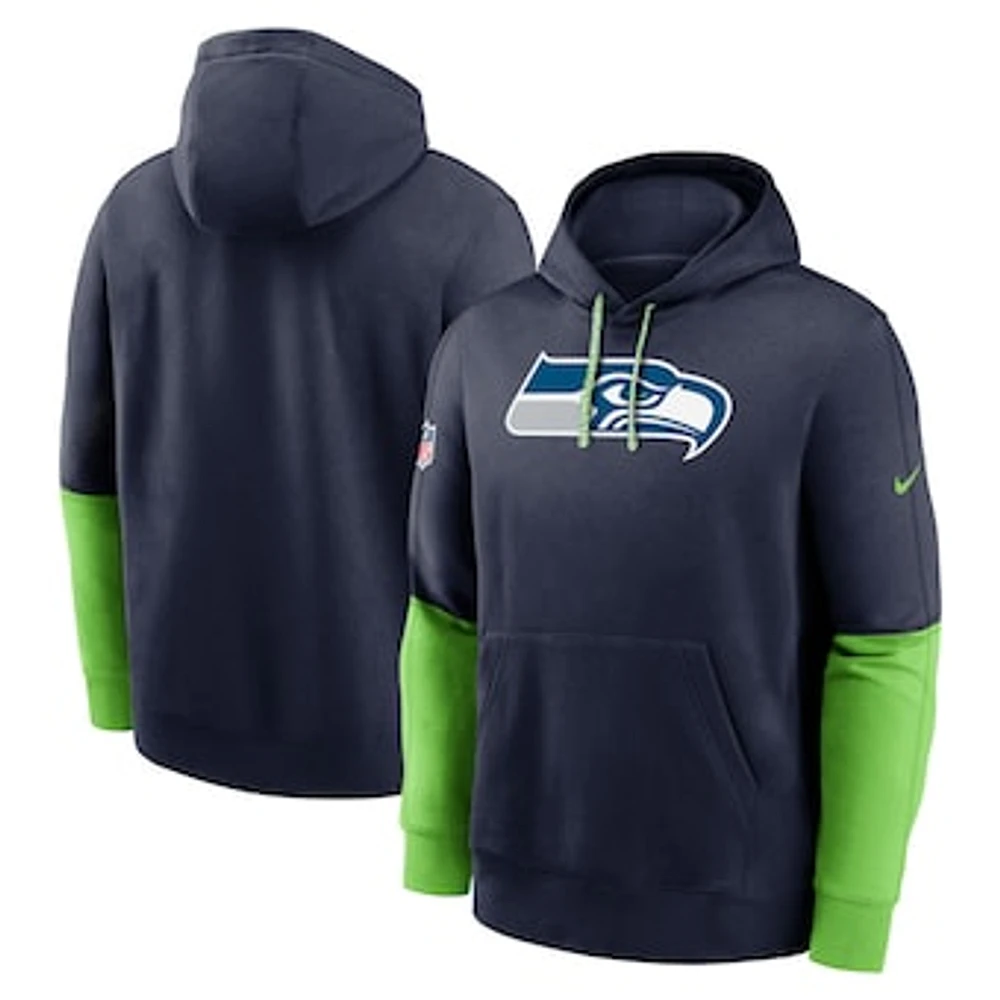 Men's Nike College Navy Seattle Seahawks 2024 Sideline Club Pullover Hoodie