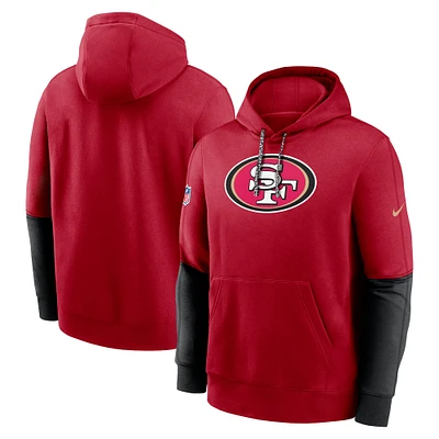 Men's Nike Scarlet San Francisco 49ers 2024 Sideline Club Pullover Hoodie