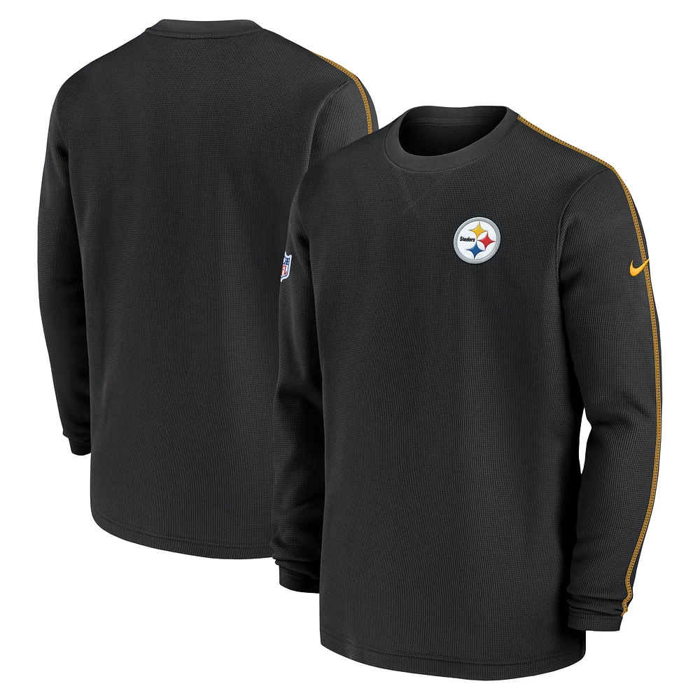 Men's Nike Black Pittsburgh Steelers 2024 Sideline Coaches Long Sleeve Top