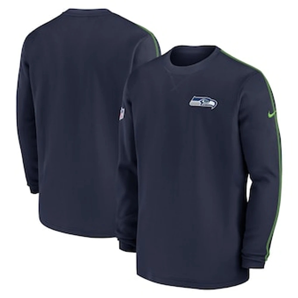 Men's Nike College Navy Seattle Seahawks 2024 Sideline Coaches Long Sleeve Top